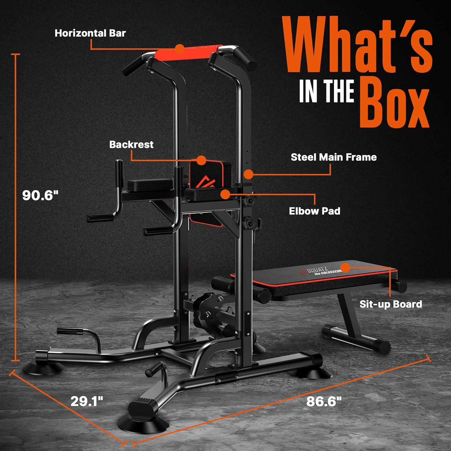Pull-Up Workout Station with Bench - Multifunctional Home Gym Equipment V259996