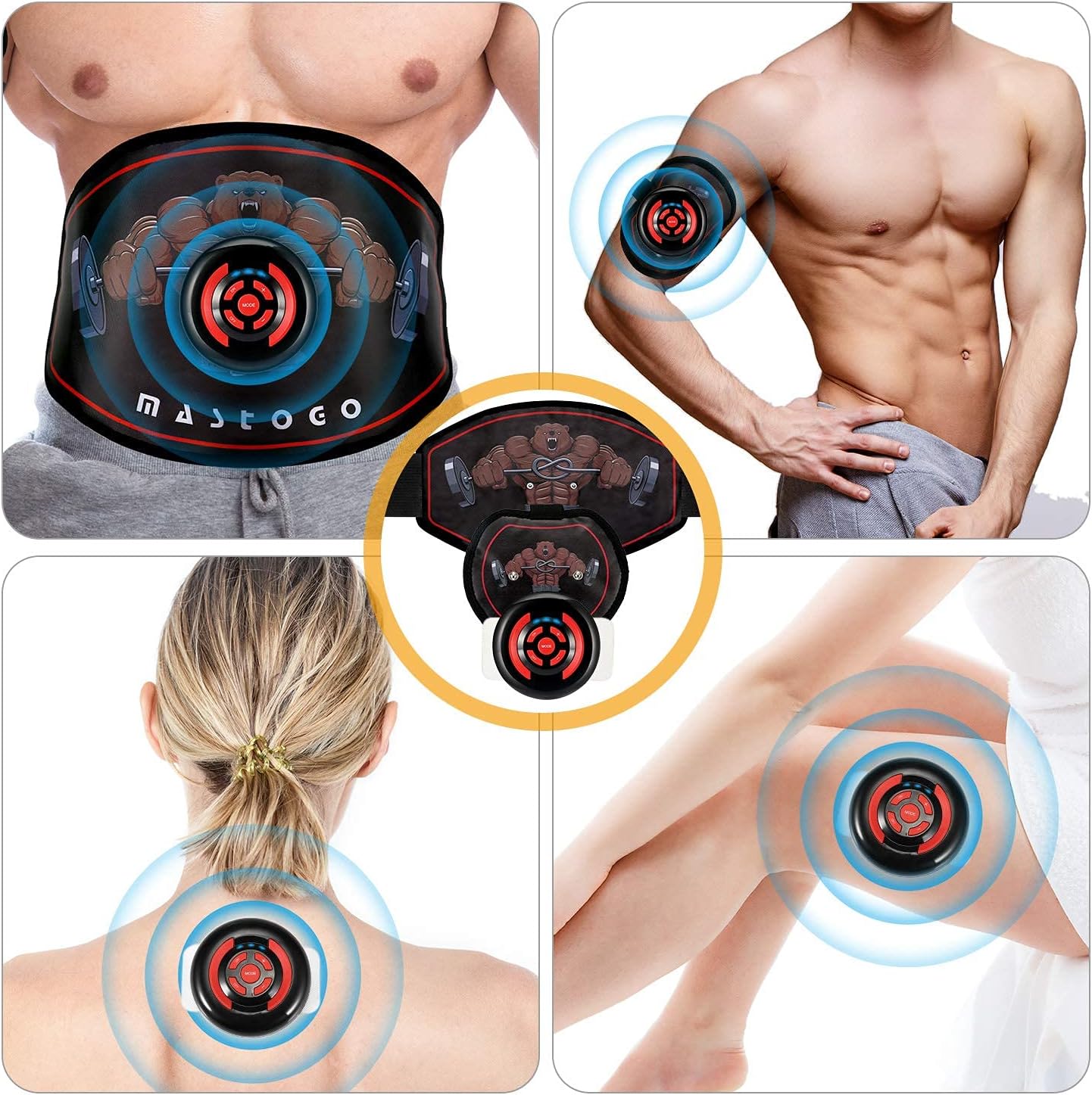 Electronic Abs Toning Belt with 9 Modes Pulse EMS Muscle Stimulator N56193