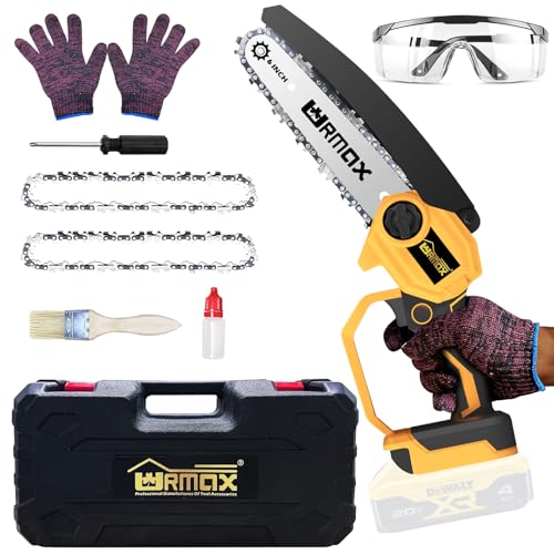 Cordless Mini Chainsaw for DEWALT 20V Max Battery, Handheld Electric Chainsaw for Wood Cutting, Pruning Chain Saw 6 inch with Security Lock, Tree Branches with Brushless Motor (Battery Not Included)