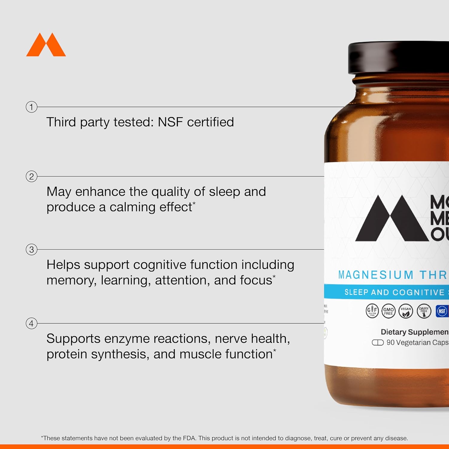 Magnesium L-Threonate 145mg Supplement for Cognitive Function & Rest Support D1418