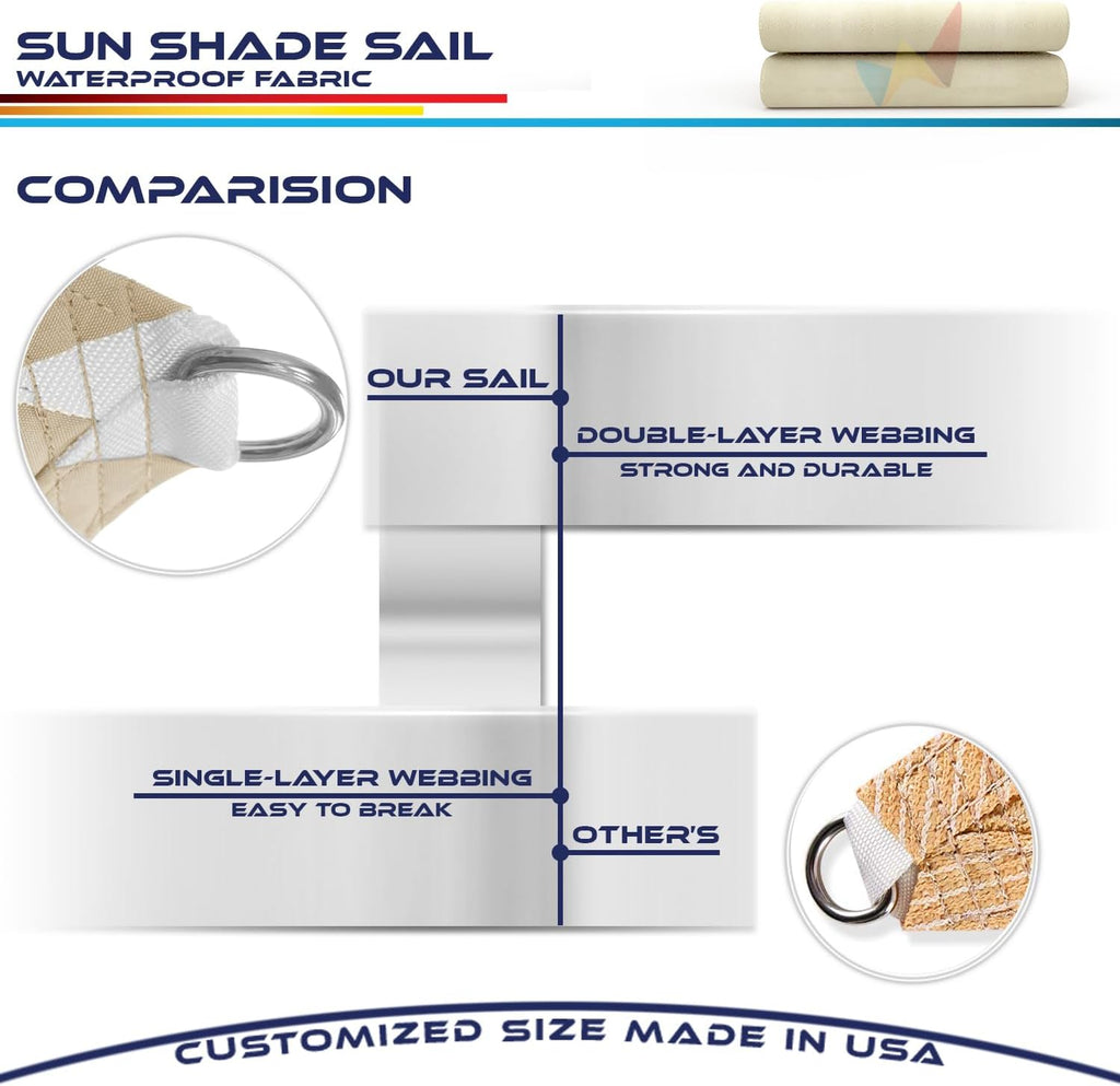 Waterproof Sun Shade Sail Straight Edge UV Block for Patio Garden E8985