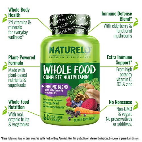 Whole Food Multivitamin with Elderberry & Mushrooms - 60 Vegan Capsules E177270