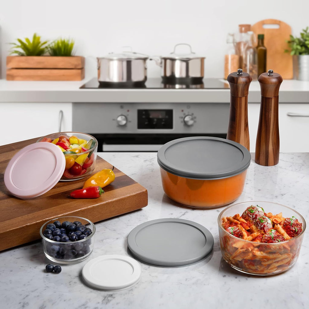 12 Pc Glass Food Storage Container Set with Lids for Meal Prep, Baking & Leftovers I59434