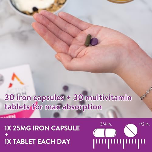 Iron Supplement for Women, High Potency Capsules with Multivitamin Tablets W528676