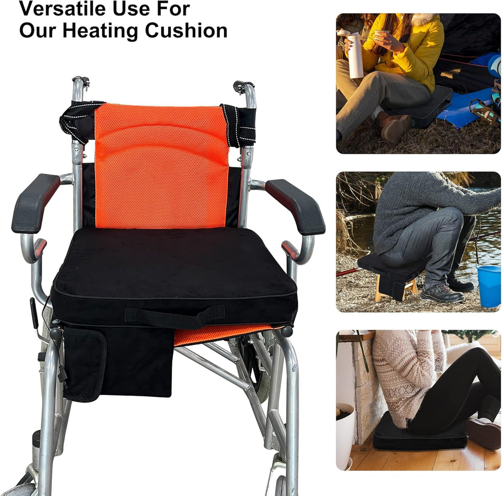 Heated Seat Cushion with 3 Settings, Memory Foam Pad for Camping, Office, Stadium E52152