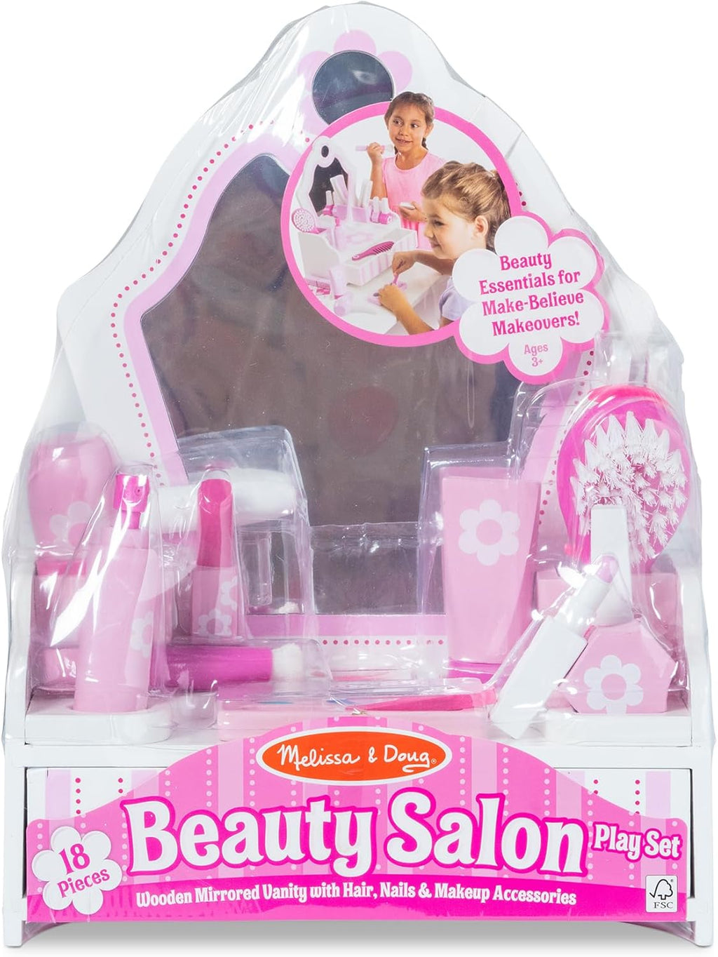 Wooden Beauty Salon Play Set with Vanity and Accessories L2162