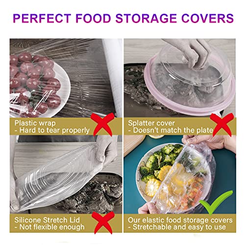 200PCS Reusable Elastic Plastic Bowl Covers for Food Storage I629297