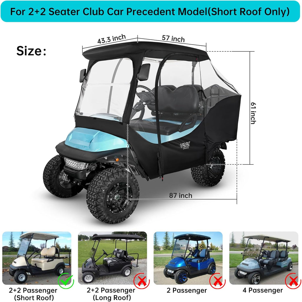4 Passenger Golf Cart Enclosure with Clear Windows, 420D Rain Cover G37860