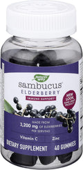 Nature’s Way Sambucus Elderberry Gummies, Immune Support Gummies*, Black Elderberry with Vitamin C and Zinc, 40 Gummies