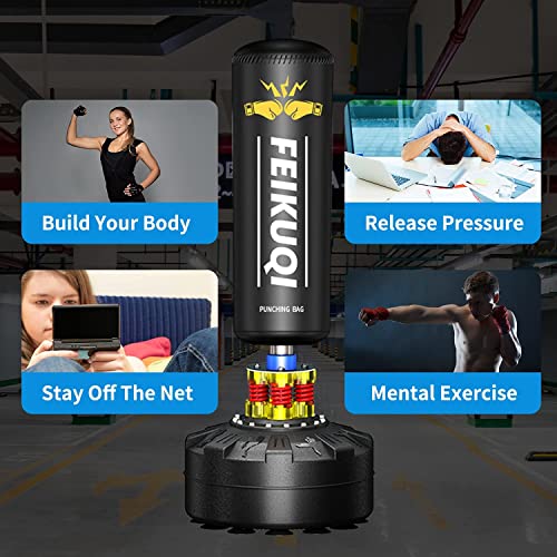 Punching Bag with Stand 70" for Adults, 205lbs Boxing Bag, Shock Absorber, Suction Cup Base, Home Gym S73416