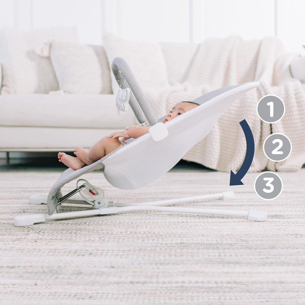 Baby Bouncer for Infant 0-6 Months, 3-Position Recline, Pebble Grey U830