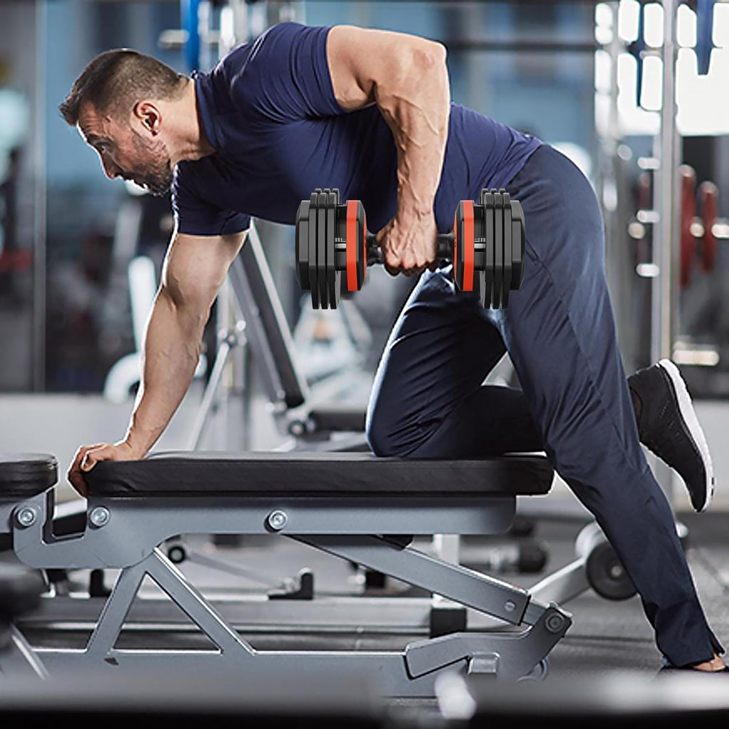 55LB Adjustable Dumbbell Set with Anti-Slip Handle for Home Gym Strength Training R836