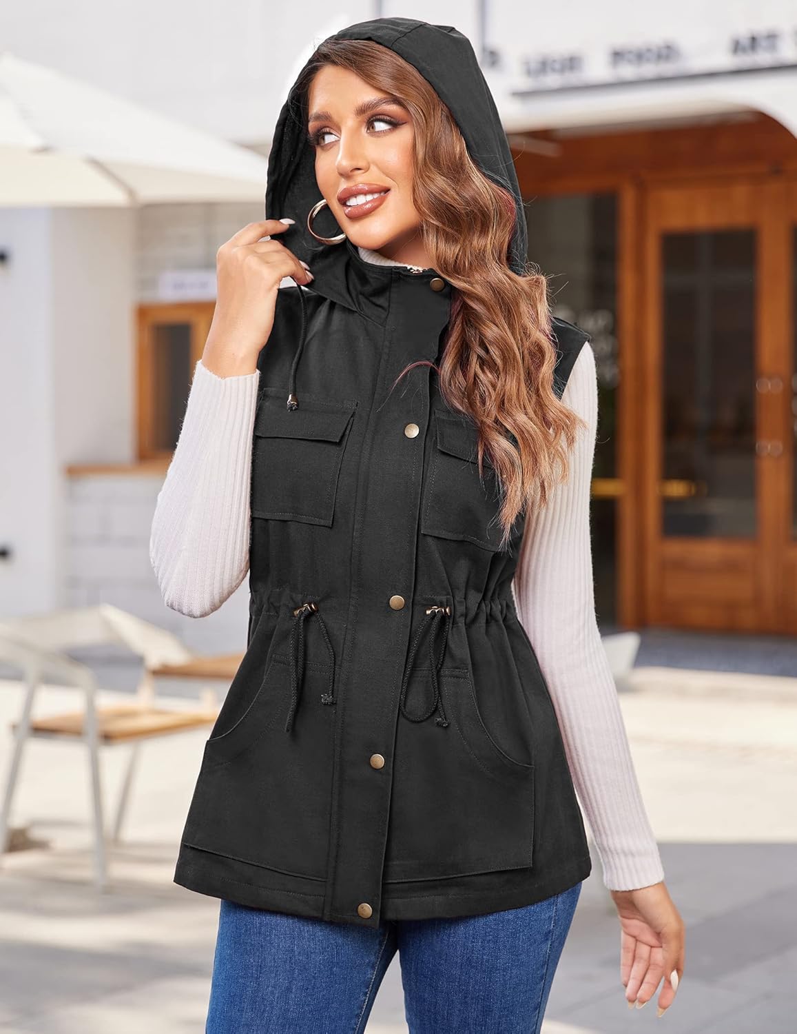 Women's Lightweight Sleeveless Military Anorak Vest O6020