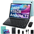 FACETEL Tablet 10.1 inch Android 13 Tablet Octa-Core 2.0 GHz, 14GB RAM 128GB ROM TF 1TB, 5+8MP Camera, 8000mAh Battery, 5G WiFi, Bluetooth 5.0, HD IPS Screen Tablet with Keyboard Mouse - Black