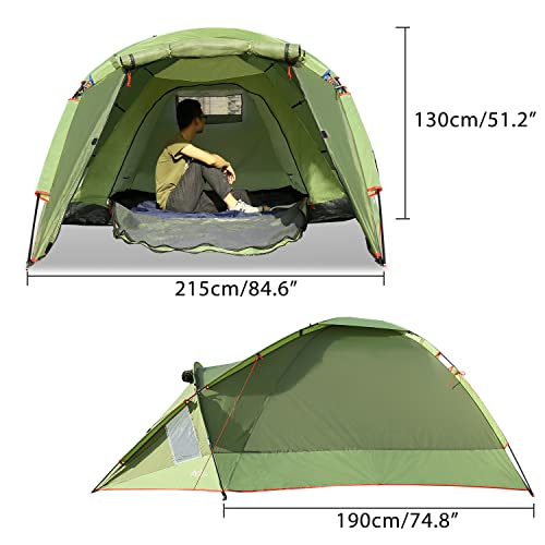 Emergency Survival Tent, Waterproof Family Camping Dome Tent 3 Person, Portable Outdoor Cabin V82563
