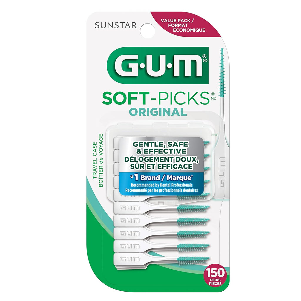 Soft Dental Picks for Teeth Cleaning and Gum Health, Disposable Interdental Brushes with Carry Case, 150ct M547