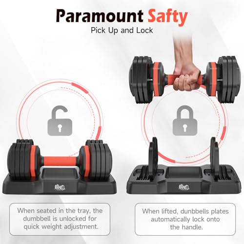 Adjustable Dumbbells Set, 5-55LB Pair, Anti-Slip Handle for Home Gym O6867