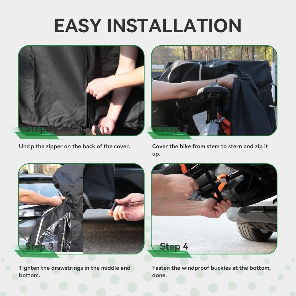 Bike Cover for 2 Bikes on Rear Rack, 600D Oxford Waterproof Outdoor Storage, with 2 Bungee Cords R1494