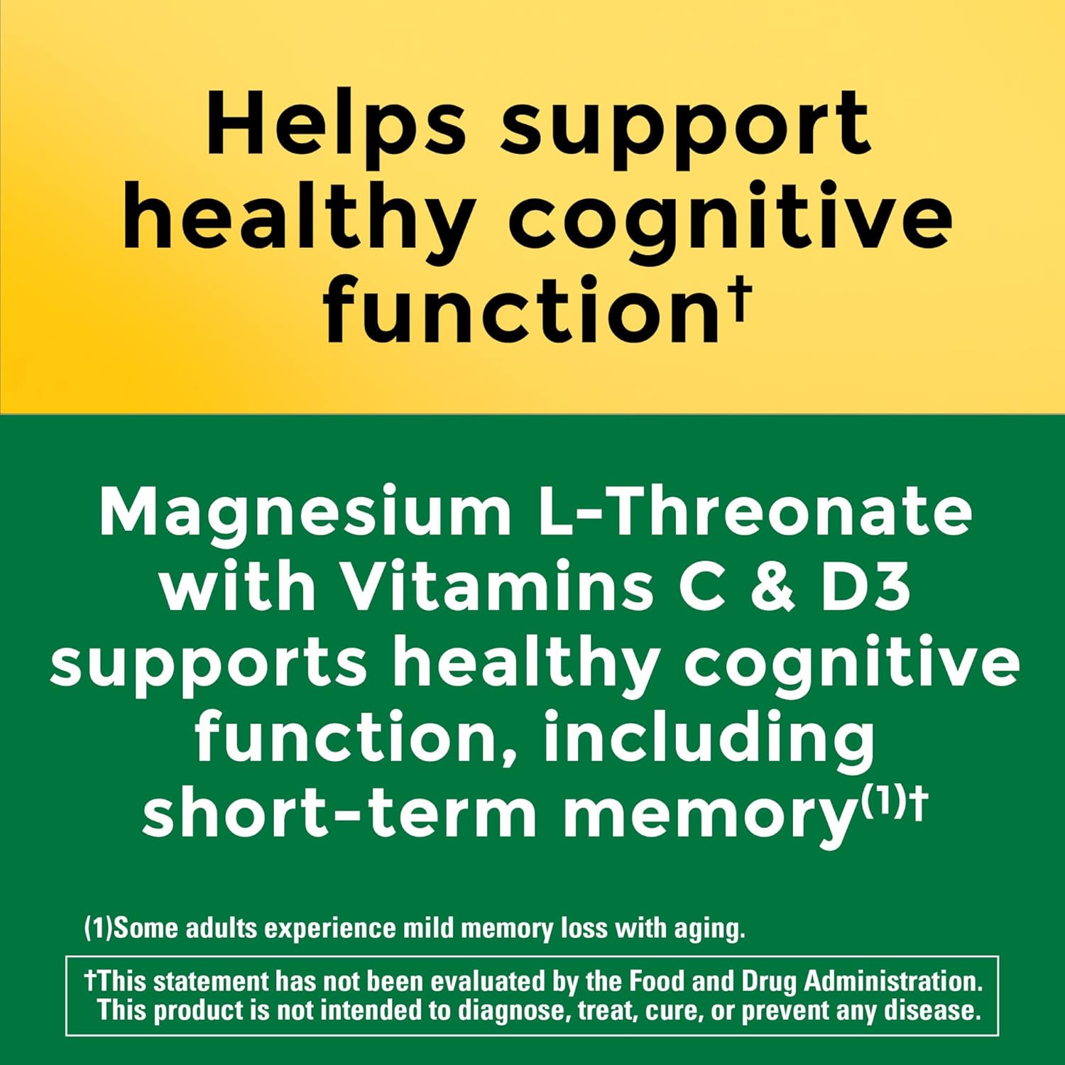 Magnesium L-Threonate with Vitamin C & D3, Cognitive Support Supplement, 90 Capsules L7179