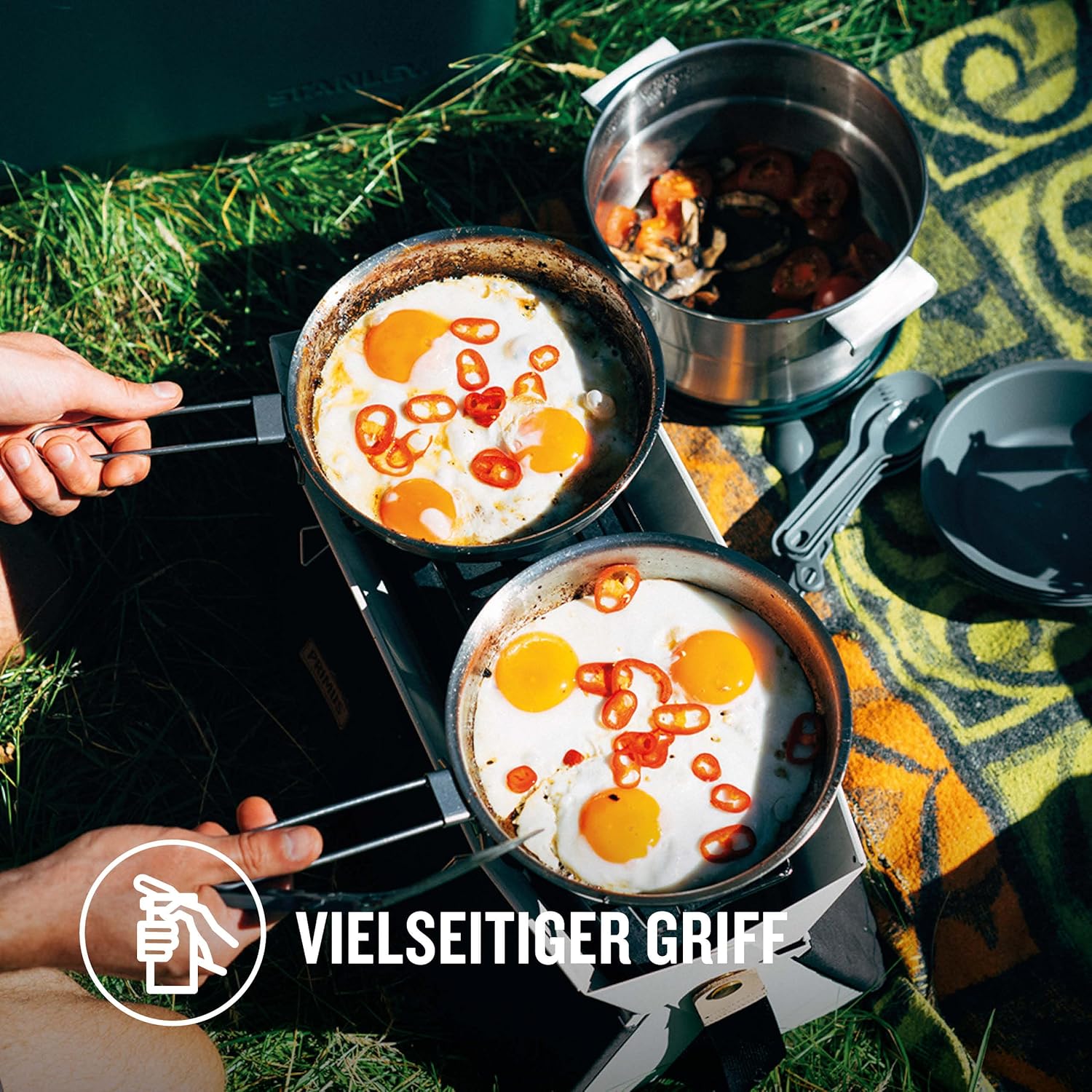 All-in-One Stainless Steel Fry Pan Set for Camping Cooking P9897