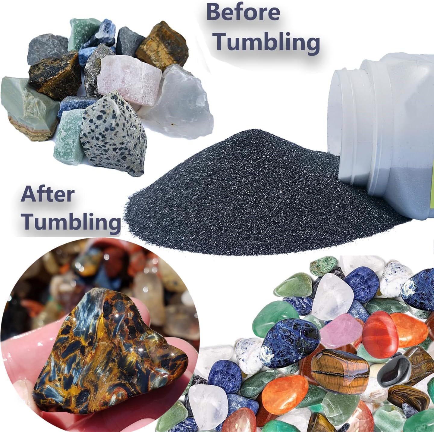 Rock Tumbler Grit Refill Kit with Polishing Media and Plastic Pellets I973