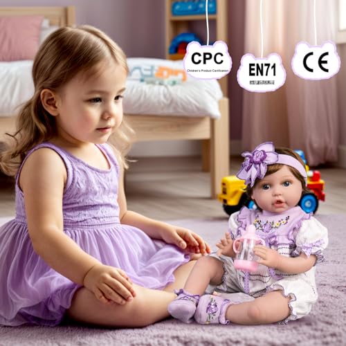 Lifelike Reborn Baby Doll 22 Inch with Feeding Accessories for Kids 3+ U252