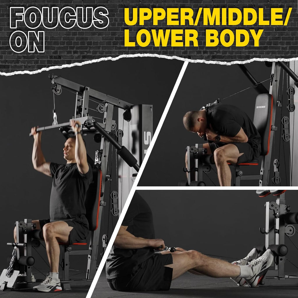 Multifunctional Home Gym Station with 150LBS Weight Stack A586