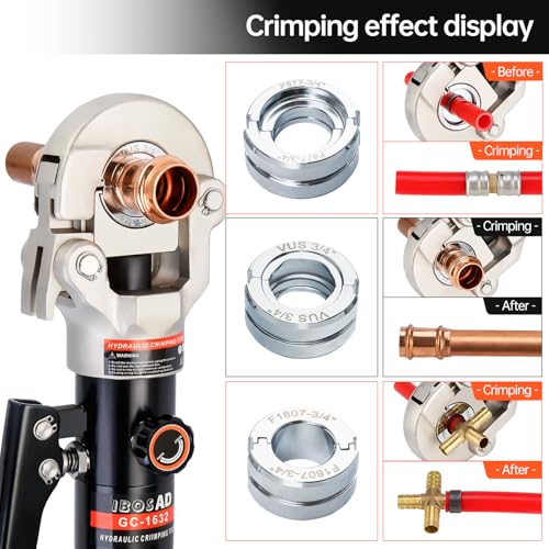 Copper Pipe Crimping Tool with 1/2", 3/4" and 1" Jaws, Pipe Cutter W833449