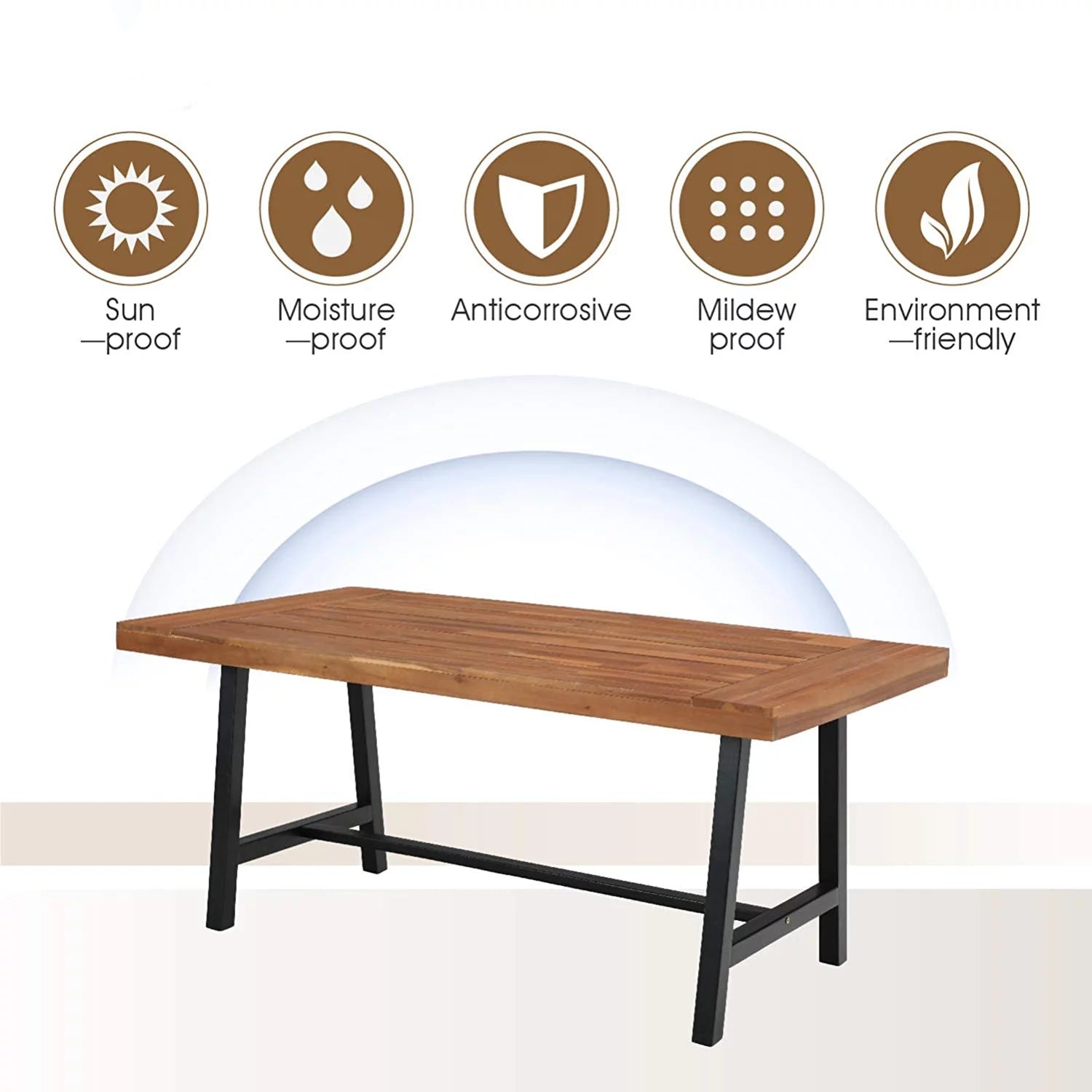 68"L Outdoor Acacia Wood Rectangular Dining Table O76395