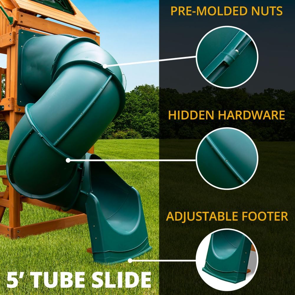 Quick Connect 5 Foot Turbo Tube Slide for 5 Foot Deck Heights, Green V872228