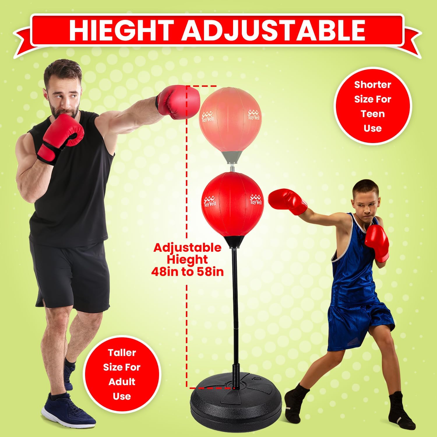 Punching Bag with Stand for Teens and Adults, Adjustable Boxing Equipment W33700