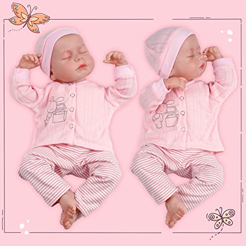 Lifelike Reborn Baby Doll 18 Inch Soft Body Realistic Newborn Sleeping Girl with Clothes and Toy Accessories I8576
