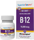 Superior Source No Shot Vitamin B12 Methylcobalamin 1000 mcg, Quick Dissolve MicroLingual Tablets, 60 Count, Active Form of B12, Supports Energy Production, Nervous System Support, Non-GMO