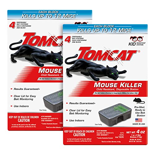 Tomcat Mouse Killer Child Resistant, Disposable Station, 2 Pre-Filled Ready-To-Use Bait Stations