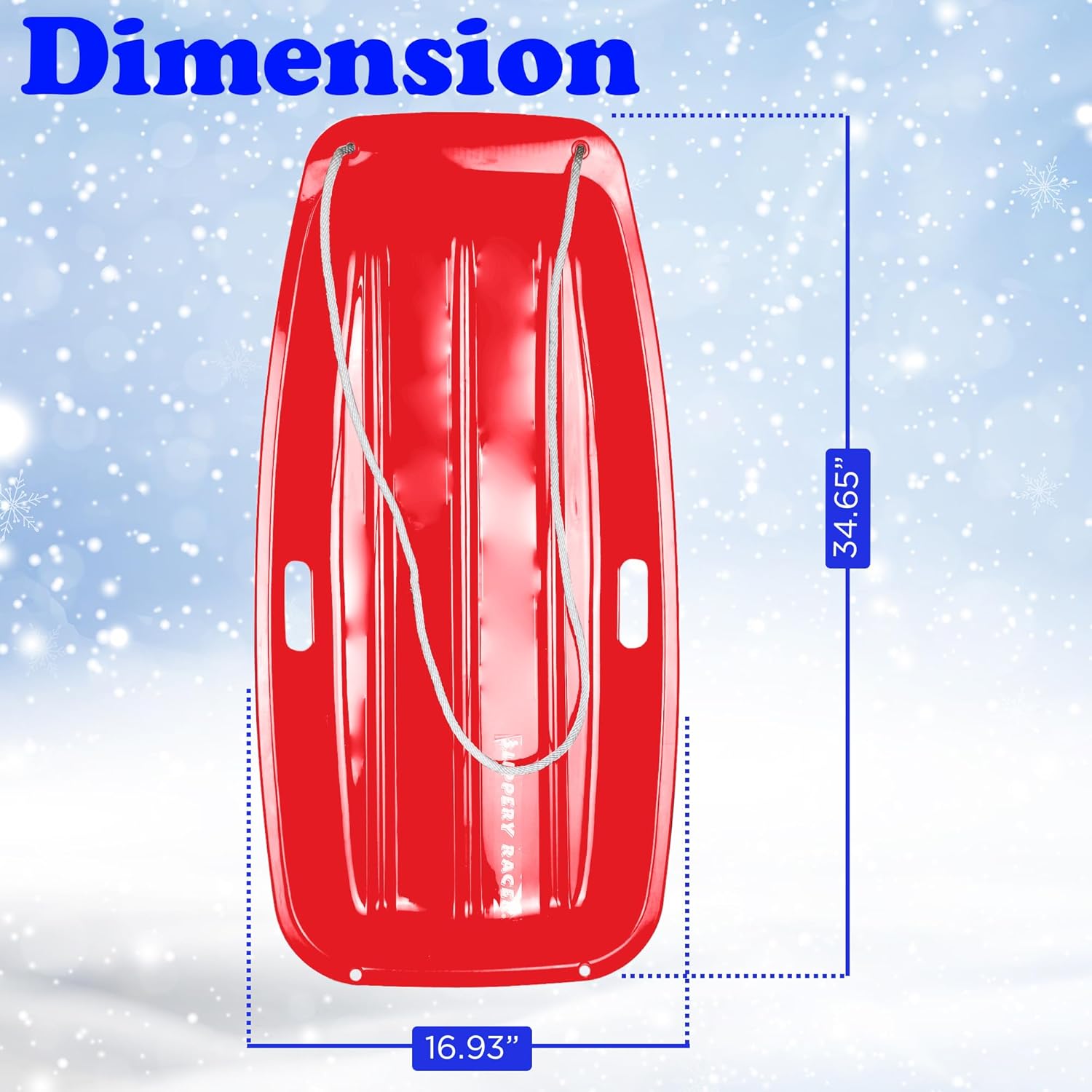 Plastic Toboggan Snow Sled with Pull Rope for Kids and Adults K401