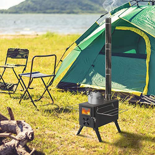Portable Camping Wood Stove with Pipe for Tent, Ice Fishing, Hiking V194