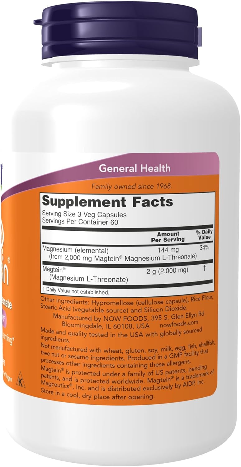 Magnesium L-Threonate Cognitive Support, 180 Veg Capsules E510714