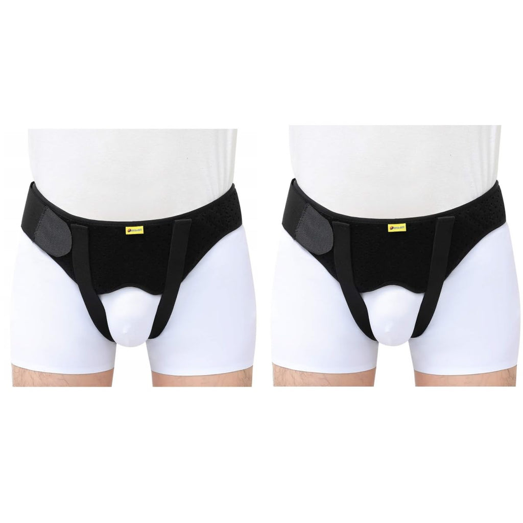 Tenbon Hernia Belt Truss for Single/Double Inguinal or Sports Hernia, Hernia Support Brace for Men for Women Pain Relief Recovery Strap with 2 Removable Compression Pads Comfortable Material (Small+M)