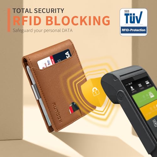 Slim Leather Money Clip Wallet for Men with RFID Blocking Y49448