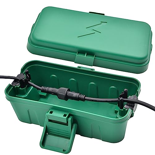 Small Weatherproof Electrical Connection Box(6 x 3.5 x 2.8inch),Outdoor Electrical Box,Waterproof Extension Cord Covers for Plug, Extension Cables, Holiday Lights,Black