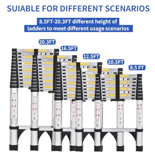 Telescoping Ladder 16.5 FT Aluminum Lightweight with Stabilizers J790185