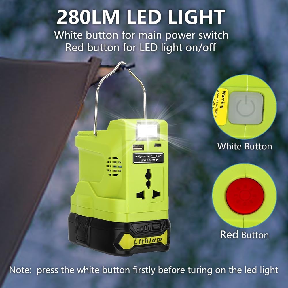 200W Inverter Generator for 18V Lithium Battery Portable Power Source with USB and Type-C Port R44796