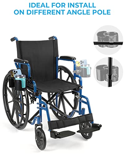 Wheelchair Cup Holder with Small Storage Box, Fits Walker, Rollator, Stroller C89199