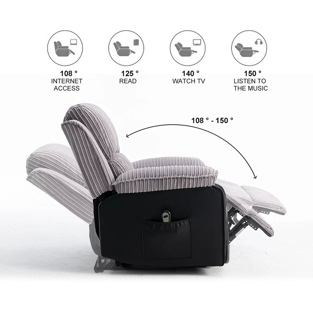 Electric Lift Recliner with Heat and Massage, Padded Arms, USB W62459