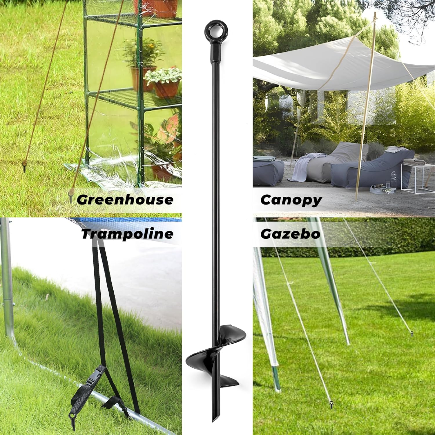18" Ground Anchors Heavy Duty for High Winds - Screw in Shed Anchor Kit for Mobile Home, Swing Set, Tent, Carport, Gazebo U37107
