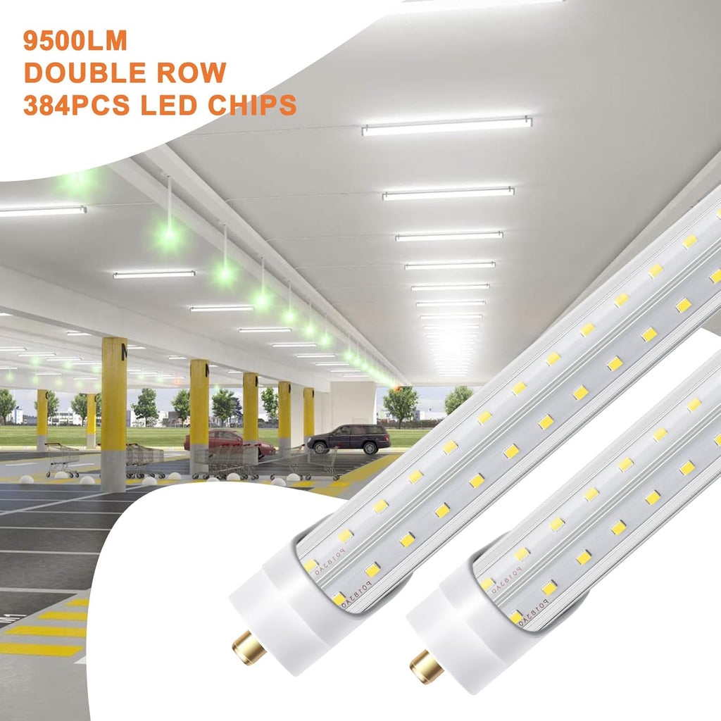 LED Shop Light Bulbs 8ft 72W 6000K 10000lm, T8 T10 T12 V Shape, Pack of 12 R240945