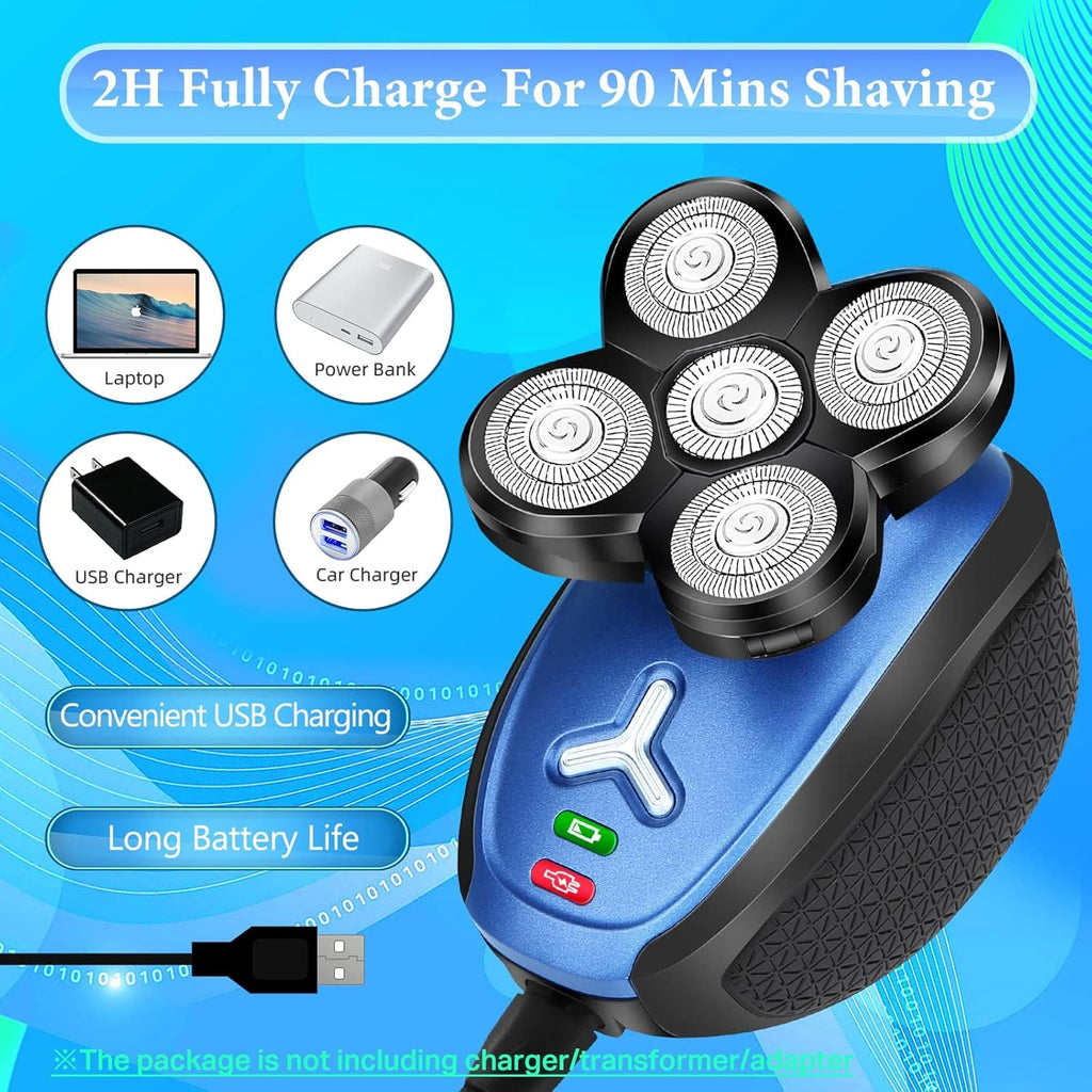 Head Shaver for Bald Men, 5 in 1 Cordless Electric Razor, Waterproof Wet/Dry Grooming Kit W854
