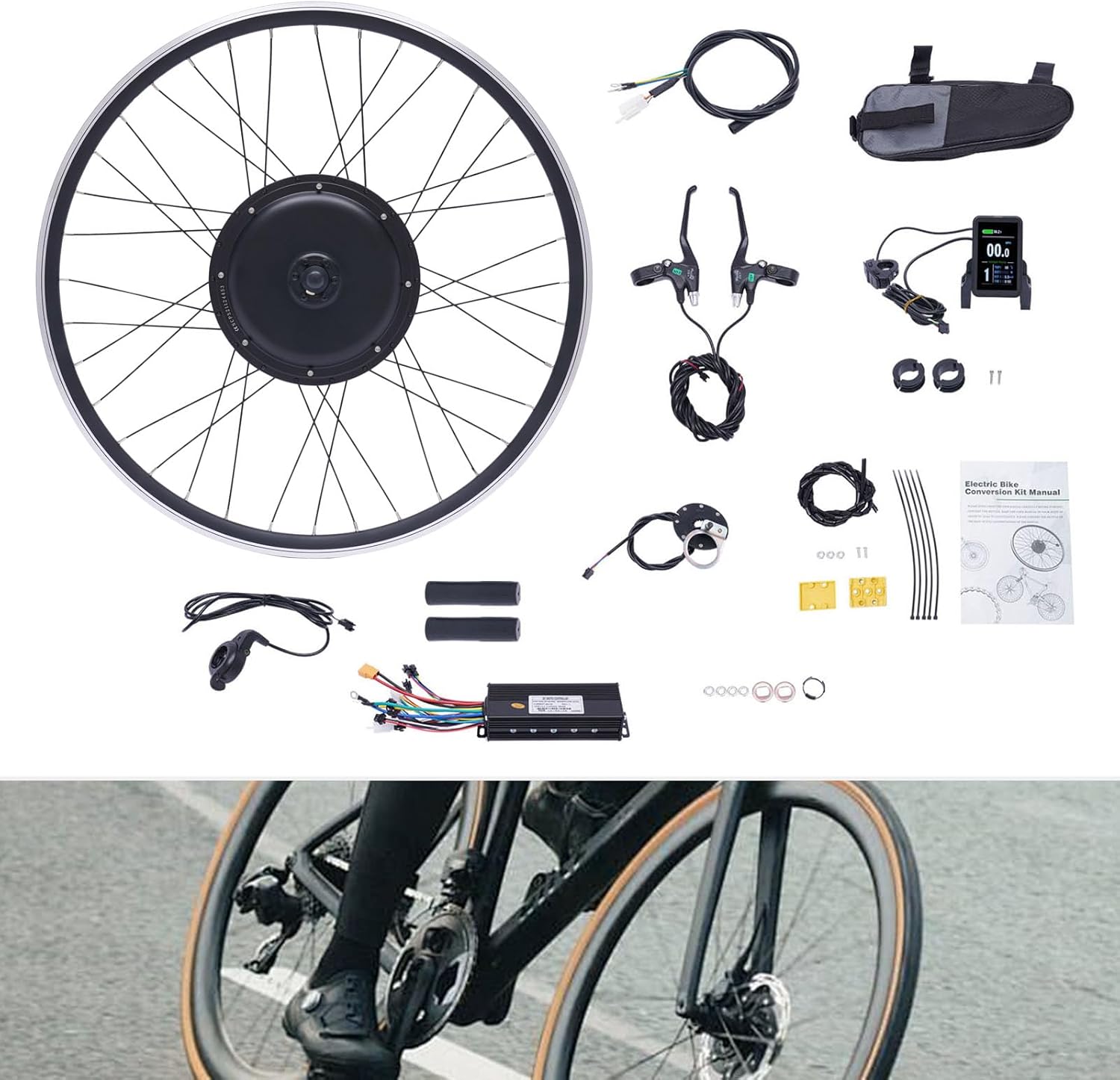 Electric Bicycle Motor Kit 48V 1000W Front Wheel Conversion Kit with Display H60123