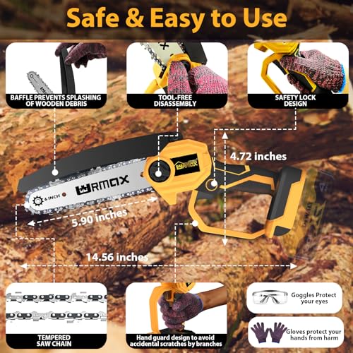 Cordless Mini Chainsaw 6 Inch for Wood Cutting and Pruning I26121