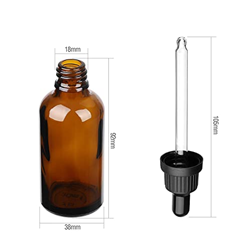 Amber Glass Dropper Bottles with Pipette, 4 x 50ml, Refillable Y515048